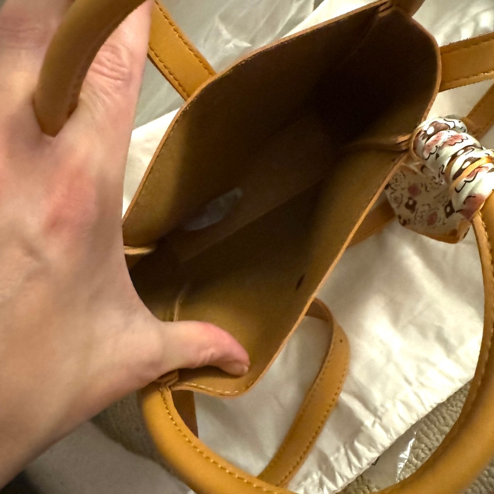 Chic Mustard Mini Bag with Floral Scarf - Picture 4 of 4